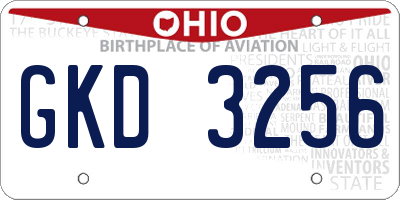OH license plate GKD3256