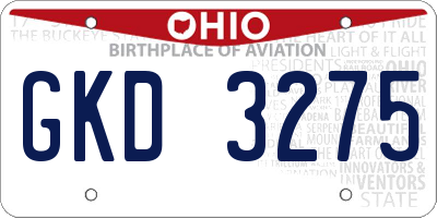 OH license plate GKD3275