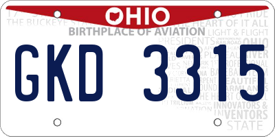 OH license plate GKD3315