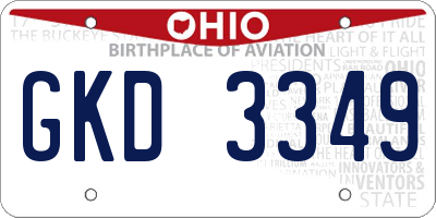 OH license plate GKD3349