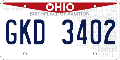 OH license plate GKD3402