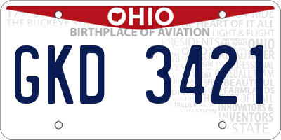 OH license plate GKD3421