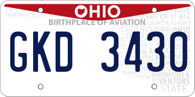 OH license plate GKD3430
