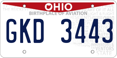 OH license plate GKD3443