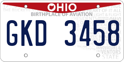 OH license plate GKD3458