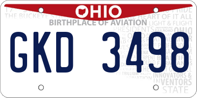 OH license plate GKD3498