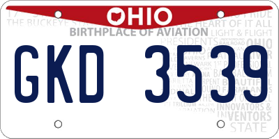OH license plate GKD3539