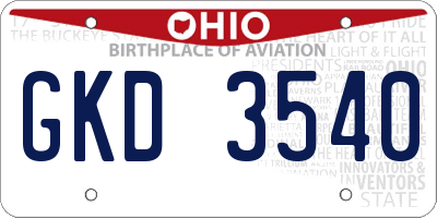 OH license plate GKD3540