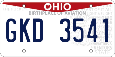 OH license plate GKD3541
