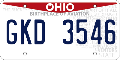 OH license plate GKD3546
