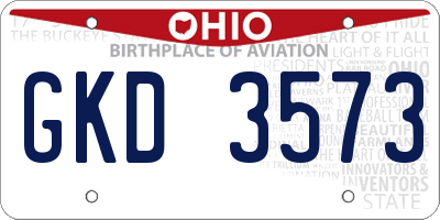OH license plate GKD3573