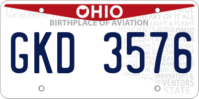 OH license plate GKD3576