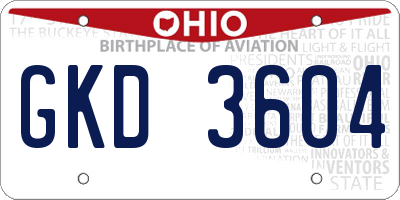 OH license plate GKD3604