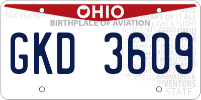 OH license plate GKD3609