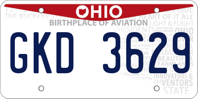 OH license plate GKD3629