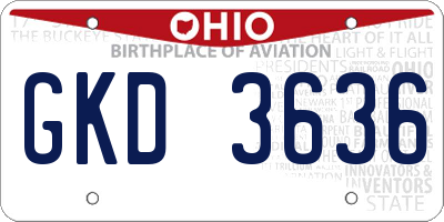 OH license plate GKD3636