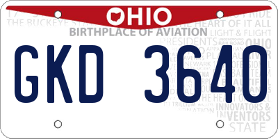 OH license plate GKD3640