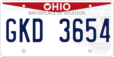OH license plate GKD3654