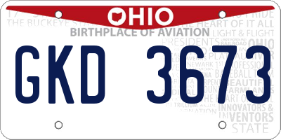 OH license plate GKD3673