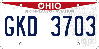OH license plate GKD3703