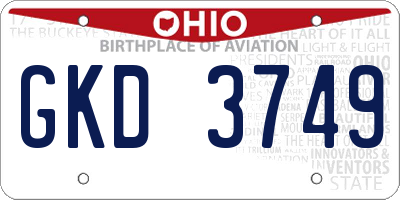 OH license plate GKD3749
