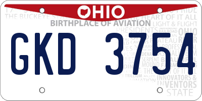 OH license plate GKD3754