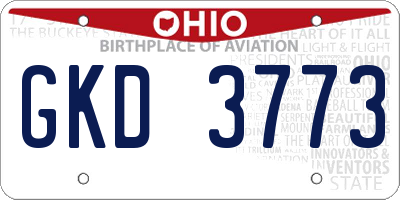 OH license plate GKD3773