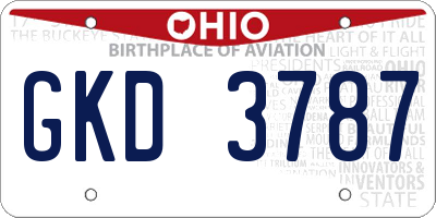 OH license plate GKD3787