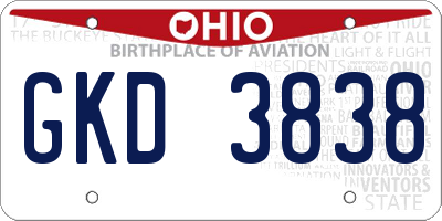 OH license plate GKD3838