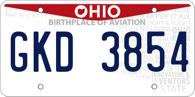 OH license plate GKD3854