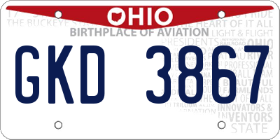 OH license plate GKD3867