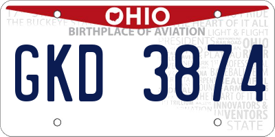 OH license plate GKD3874
