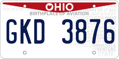 OH license plate GKD3876