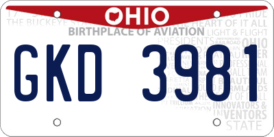 OH license plate GKD3981