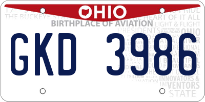 OH license plate GKD3986