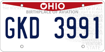 OH license plate GKD3991