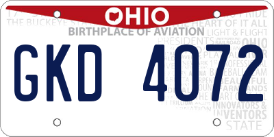 OH license plate GKD4072