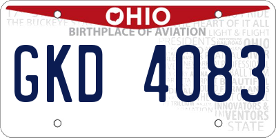OH license plate GKD4083