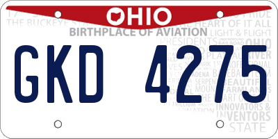 OH license plate GKD4275