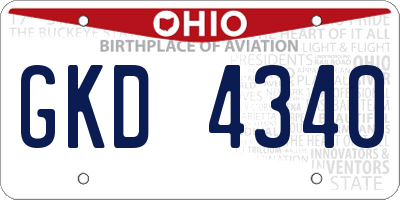 OH license plate GKD4340