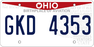 OH license plate GKD4353
