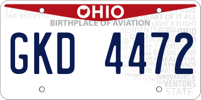 OH license plate GKD4472