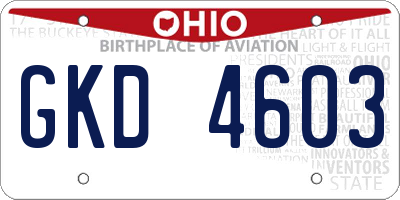 OH license plate GKD4603