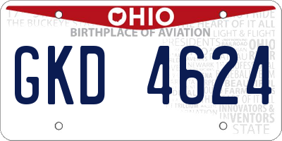 OH license plate GKD4624