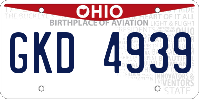 OH license plate GKD4939