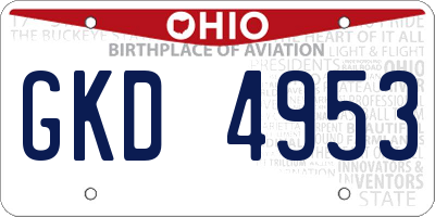 OH license plate GKD4953