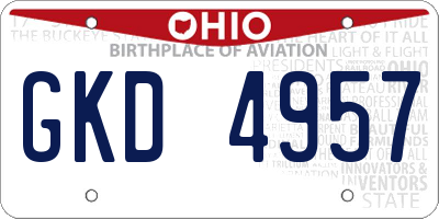 OH license plate GKD4957