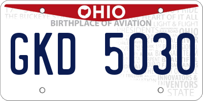 OH license plate GKD5030