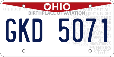OH license plate GKD5071