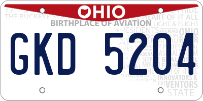 OH license plate GKD5204